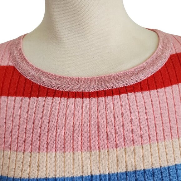 English Factory Multicolor Stretchy Crew neck BoyCon Striped Sweater Size L - Picture 5 of 13